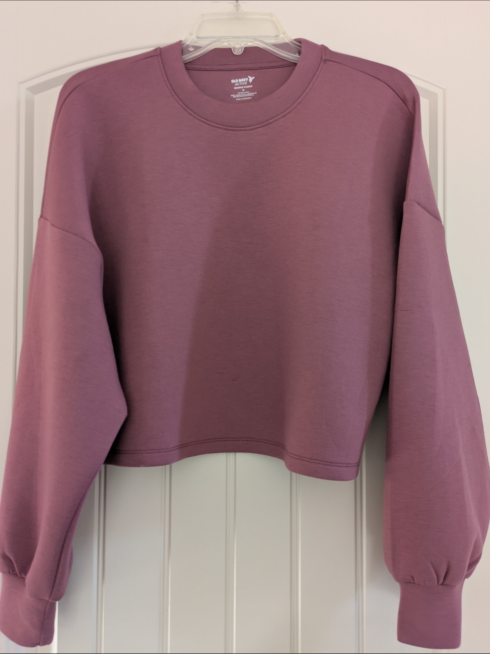 Old Navy Active Dusty Rose Bounce Fleece Cropped Crewneck Sweatshirt